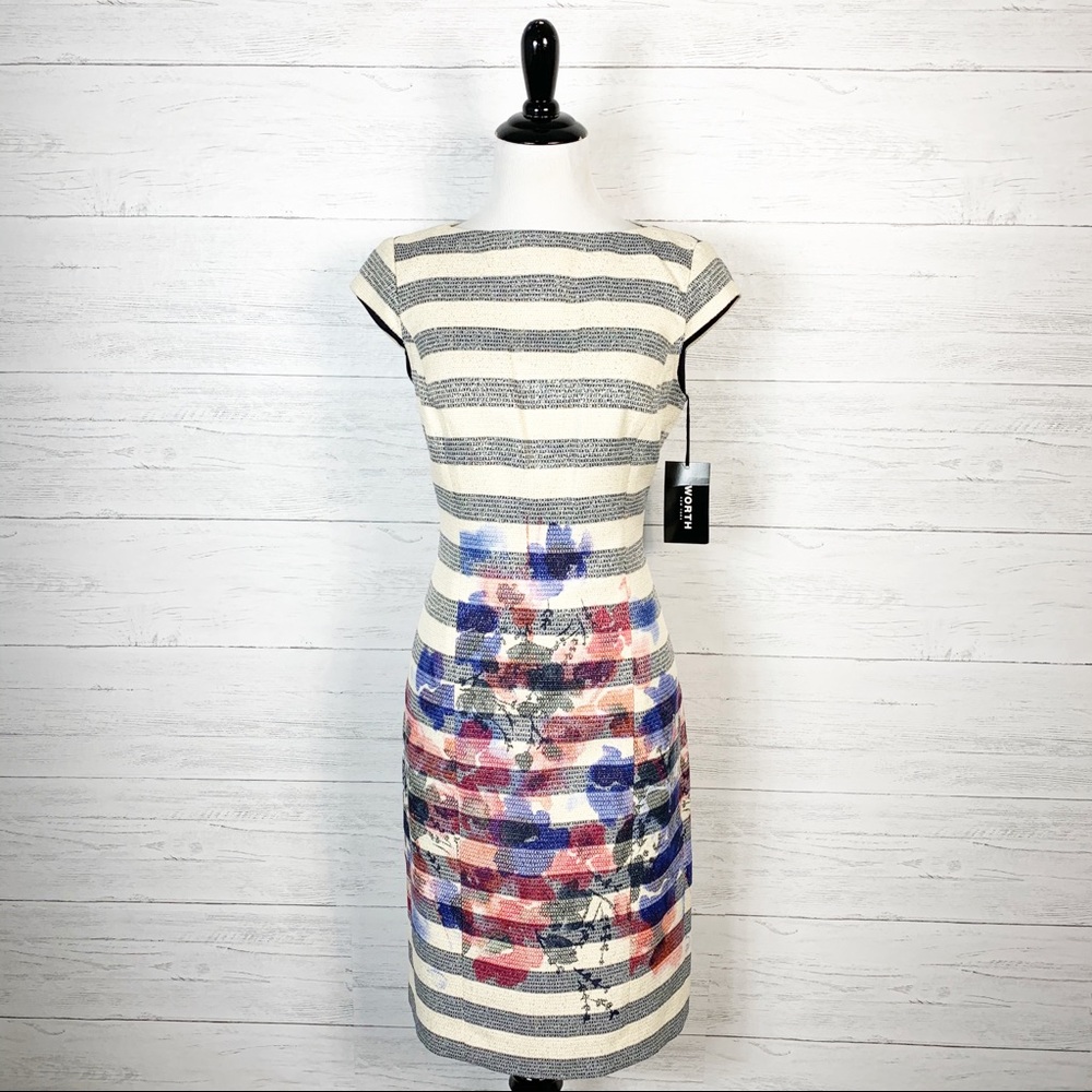 Worth New York NWT Striped Floral Sheath Dress 4